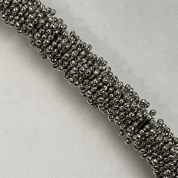 Silver Tone Chicklet Chunky Statement Choker Collar Necklace - Picture 13 of 14